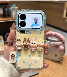 立体星星哭娃支架新款适用苹果17Promax手机壳iPhone16Pro小米15华为mate80pura70k90note14荣耀400vivox200