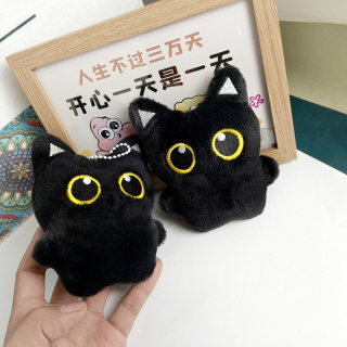 新款黑猫玩偶毛绒公仔挂件可爱猫咪包包挂饰情侣礼物ins学