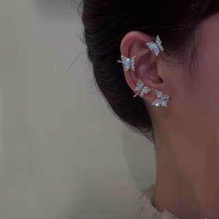 Silver Plated Butterfgy Ear Clips Without Piercing Earrings