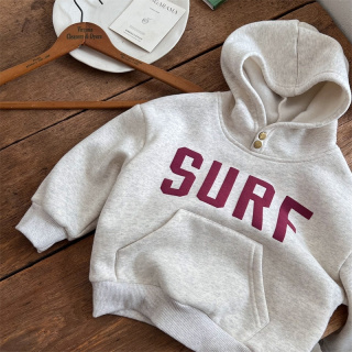 儿童连帽衫宽松加厚休闲长袖上衣冬字母韩范宝宝男女童一体绒卫衣