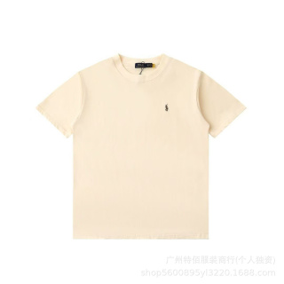 现有的对外贸易的小马刺绣T恤对男子和妇女的纯棉脖子上的短袖码扫描跨边界R休闲全匹配的一半套